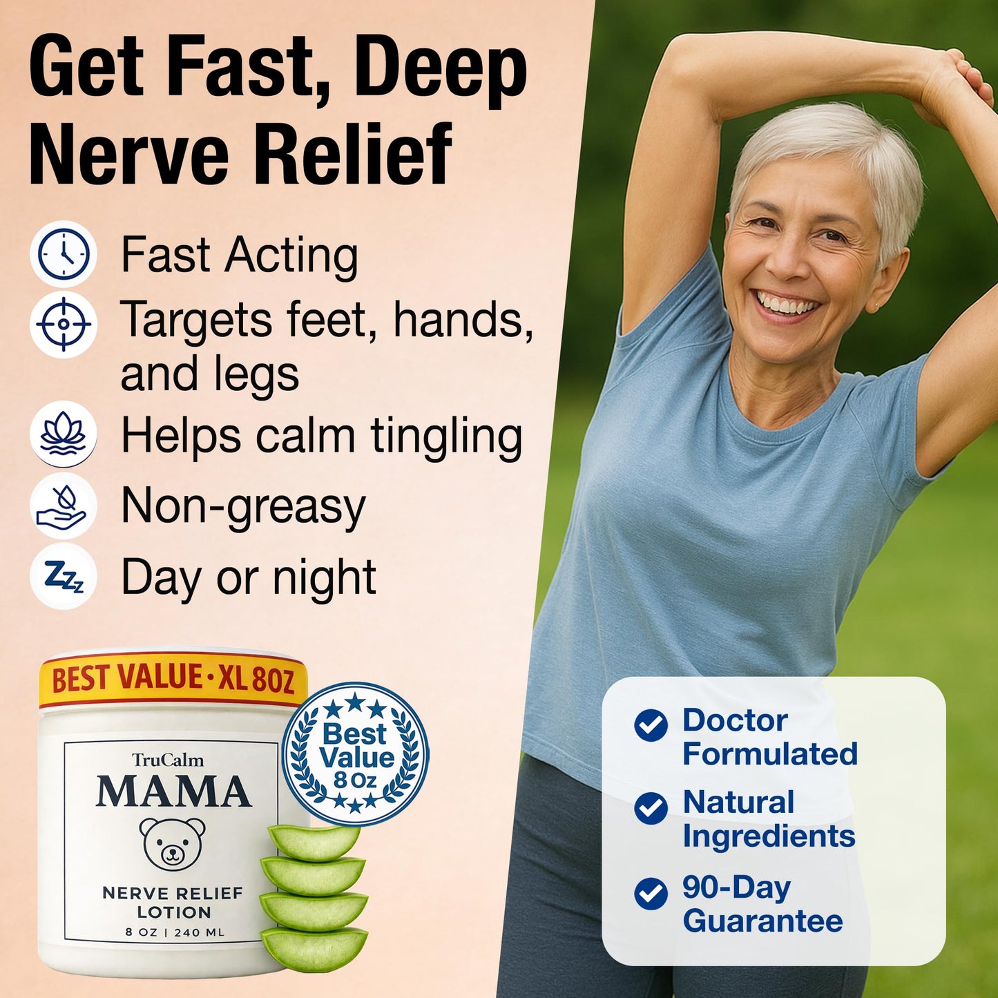 Mama Lotion – Neuropathy Nerve Relief Cream with Magnesium Chloride - Maximum Strength Comfort for Feet, Hands, Legs, Toes - Fast-Absorbing and Non-Greasy Formula for Food and Leg Comfort - 8 Oz - Maple Wellness Supplements