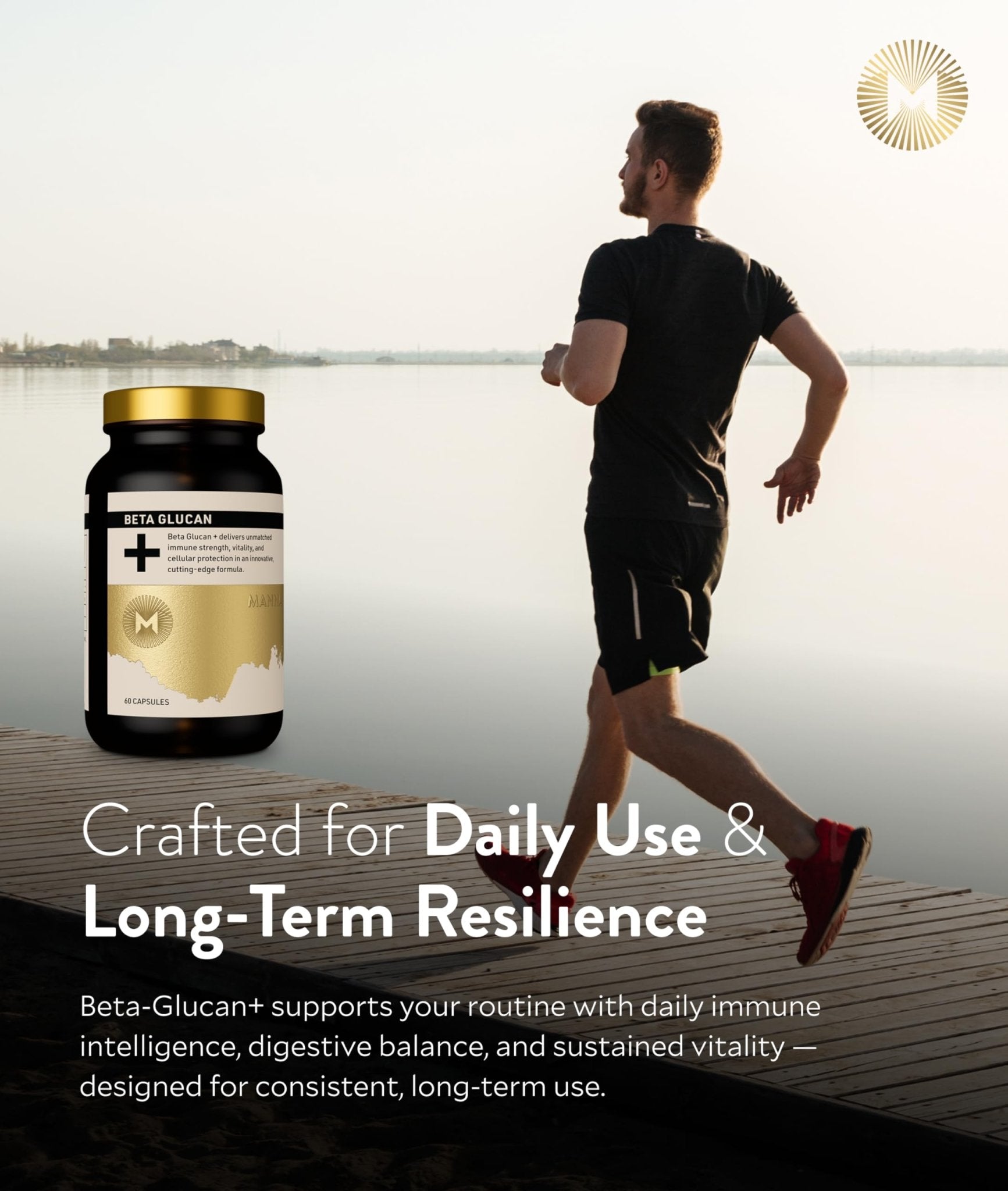 Manna Beta Glucan+ Capsules | 1000mg Beta Glucan Complex | Reishi Mushroom & Oats | Supplement for Immune Support, Heart Health, Cellular Renewal & Antioxidant Protection | 60 Count - Maple Wellness Supplements