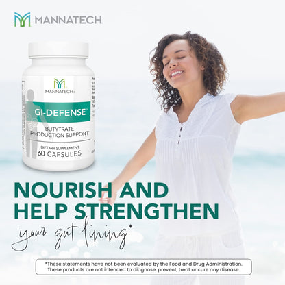 Mannatech Butyrate Supplement - Supports Gut Barrier Function, Intestinal Health, and Digestive Comfort - Promotes Short Chain Fatty Acid Production, Immune Support Supplement GI-Defense 60 Capsules - Maple Wellness Supplements
