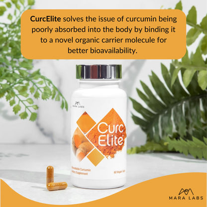 Mara Labs CurcElite Curcumin | Turmeric Extract 95% Curcuminoids | Vegan, No Fillers, and Non-GMO | 60 Vegan Capsules - Maple Wellness Supplements