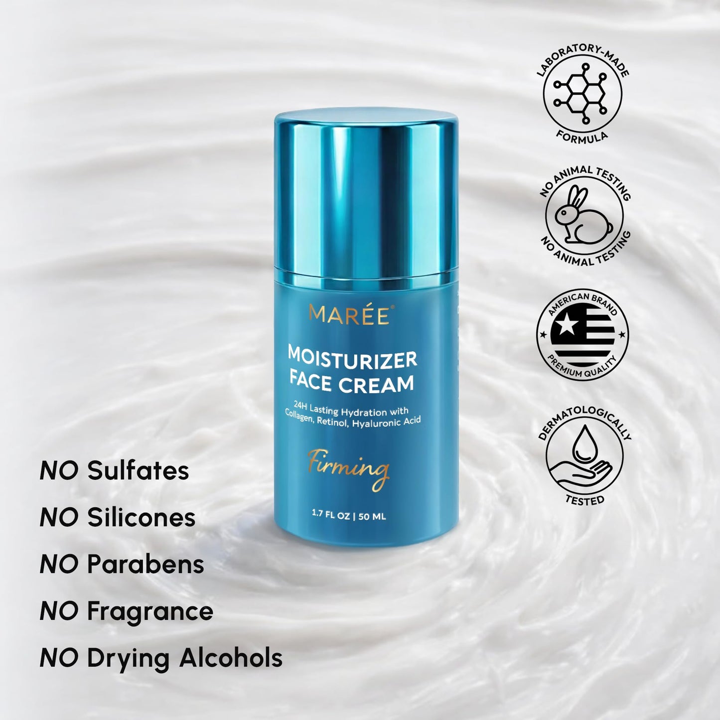 MAREE Face Moisturizer – Firming & Lifting Face Cream for Women with Collagen, Retinol & Hyaluronic Acid – Day & Night Anti-Aging Facial Wrinkle - Maple Wellness Supplements