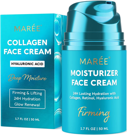 MAREE Face Moisturizer – Firming & Lifting Face Cream for Women with Collagen, Retinol & Hyaluronic Acid – Day & Night Anti-Aging Facial Wrinkle - Maple Wellness Supplements