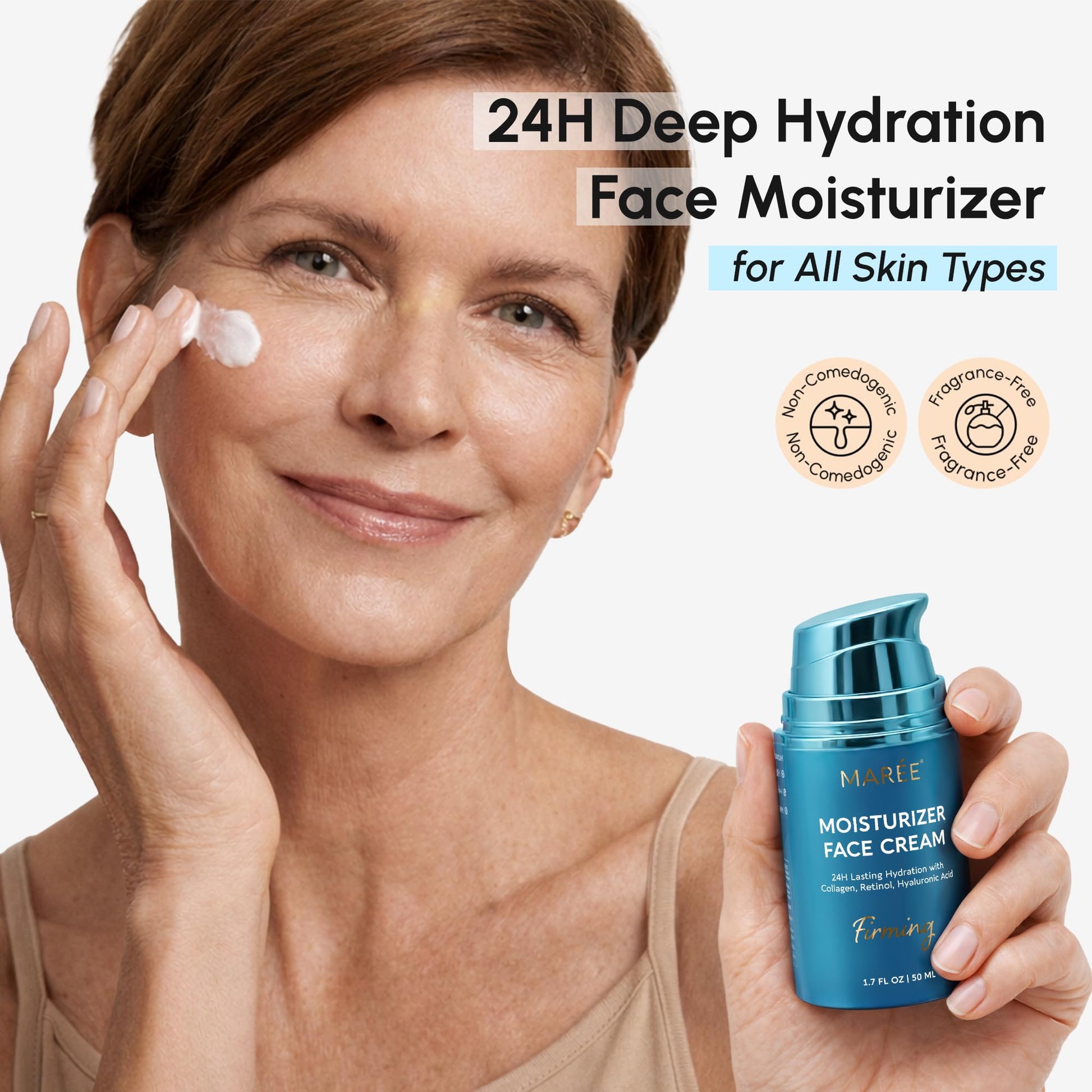 MAREE Face Moisturizer – Firming & Lifting Face Cream for Women with Collagen, Retinol & Hyaluronic Acid – Day & Night Anti-Aging Facial Wrinkle - Maple Wellness Supplements