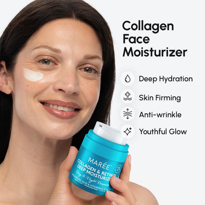 MAREE Face Moisturizer Retinol Cream for Face – Daily Wrinkle Cream for Women – Anti-Aging Face Cream – Facial Moisturizer with Collagen - Maple Wellness Supplements