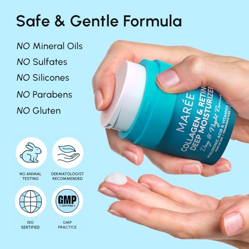 MAREE Face Moisturizer Retinol Cream for Face – Daily Wrinkle Cream for Women – Anti-Aging Face Cream – Facial Moisturizer with Collagen - Maple Wellness Supplements