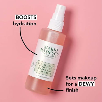 Mario Badescu Facial Spray with Aloe, Herbs and Rose Water for All Skin Types, Face Mist that Hydrates - Maple Wellness Supplements
