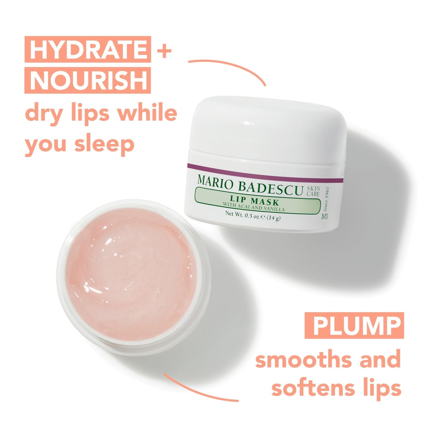 Mario Badescu Lip Mask with Acai and Vanilla for All Skin Types, Overnight Lip Treatment Enriched With Skin - Maple Wellness Supplements