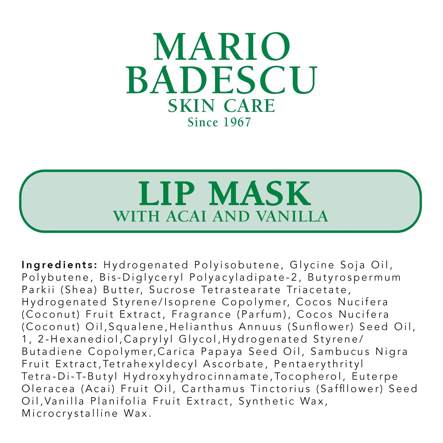 Mario Badescu Lip Mask with Acai and Vanilla for All Skin Types, Overnight Lip Treatment Enriched With Skin - Maple Wellness Supplements