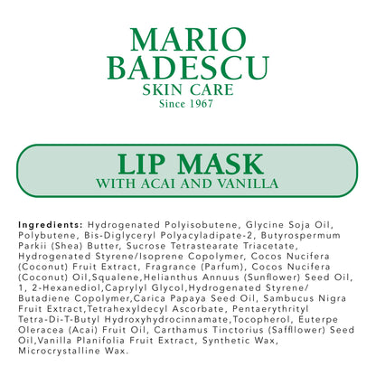 Mario Badescu Lip Mask with Acai and Vanilla for All Skin Types, Overnight Lip Treatment Enriched With Skin - Maple Wellness Supplements