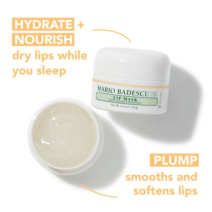 Mario Badescu Lip Mask with Coconut and Mango for All Skin Types, Overnight Lip Treatment Enriched With Skin Softening Coconut Oil, Sunflower Seed Oil and Hydrating Shea Butter, 0.5 Ounces - Maple Wellness Supplements