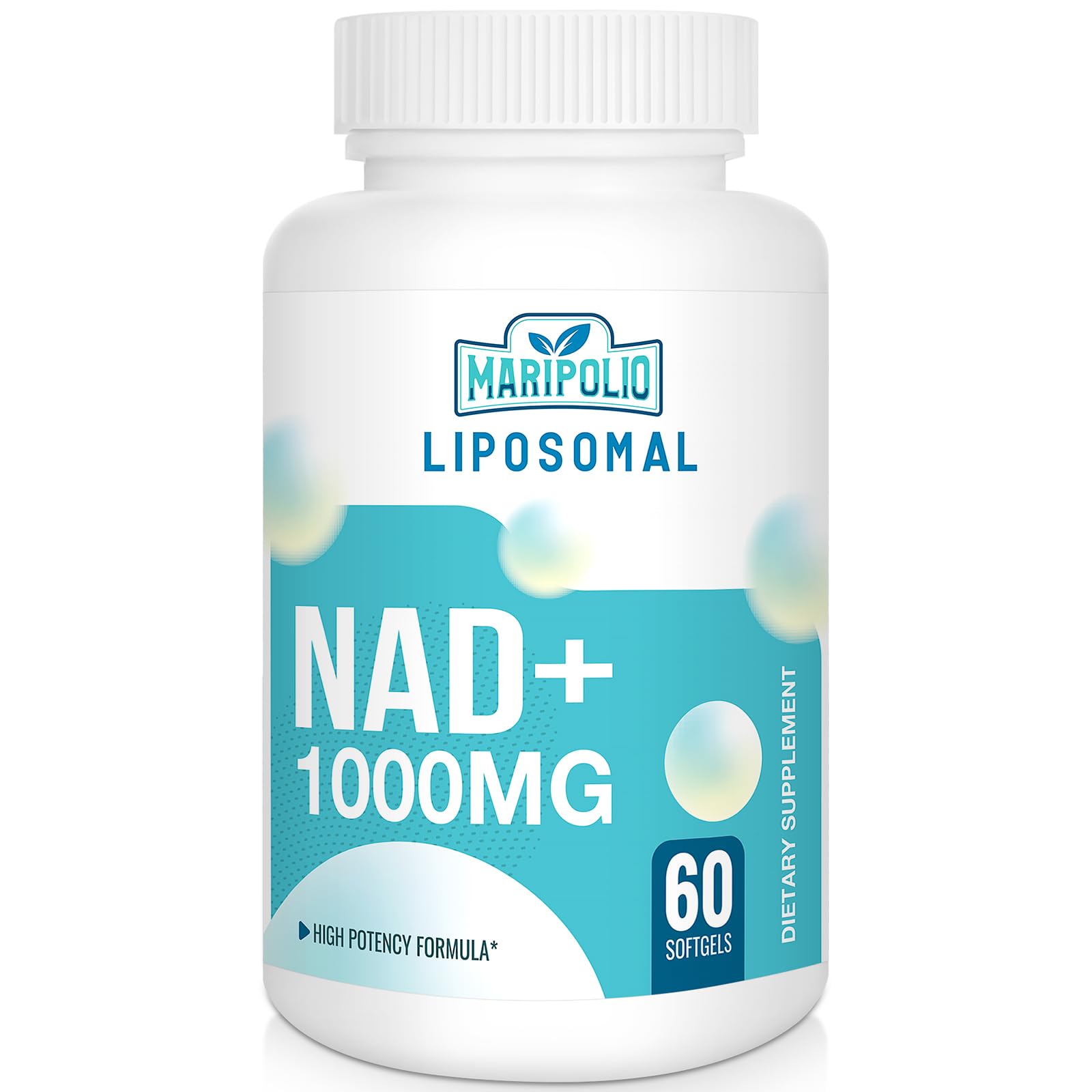 Maripolio Liposomal NAD+ 1000 mg Supplement | High Bioavailability Liposomal Delivery | Cellular Energy & Wellness Support | Pure NAD+ Dietary Supplement for Men,Women, 60 Softgels - Maple Wellness Supplements