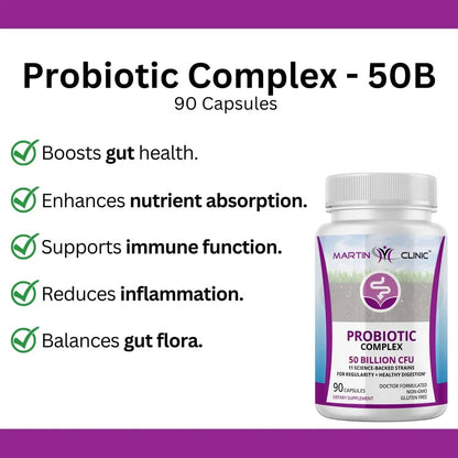 martin clinic Probiotic for Gut Health & Immune Support — Daily Digestive Balance, Bloating Relief & Better Nutrient Absorption — 60 Capsules - Maple Wellness Supplements