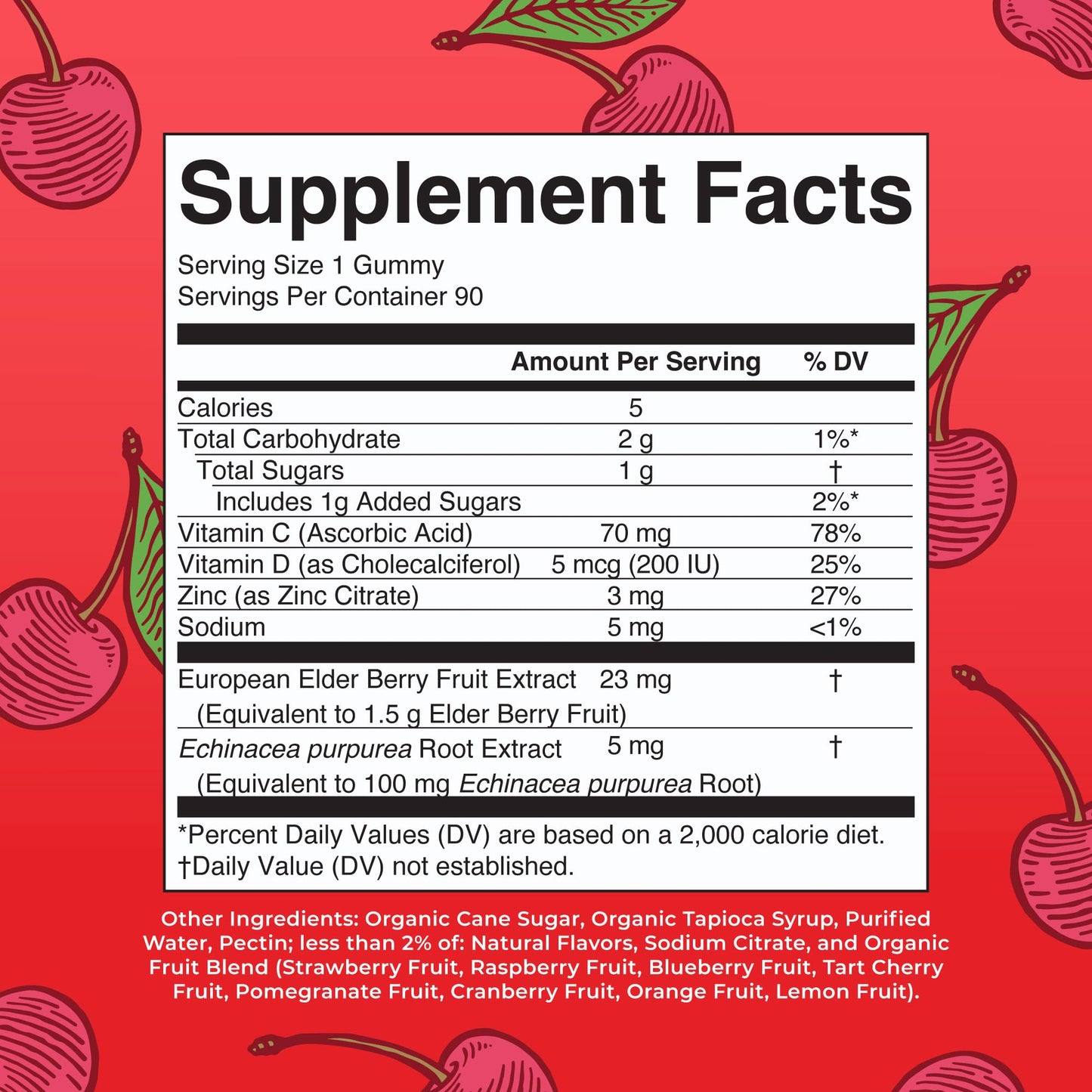 Mary Ruth's 5-1 Immunity Gummies with Elderberry for Kids & Adults | Cherry | Pectin Based | Vegan | 90 Count - Maple Wellness Supplements