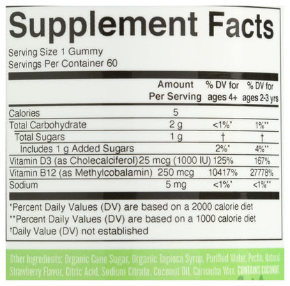 Mary Ruth's Vitamin D3 & B12 Gummies, 60 CT - Maple Wellness Supplements