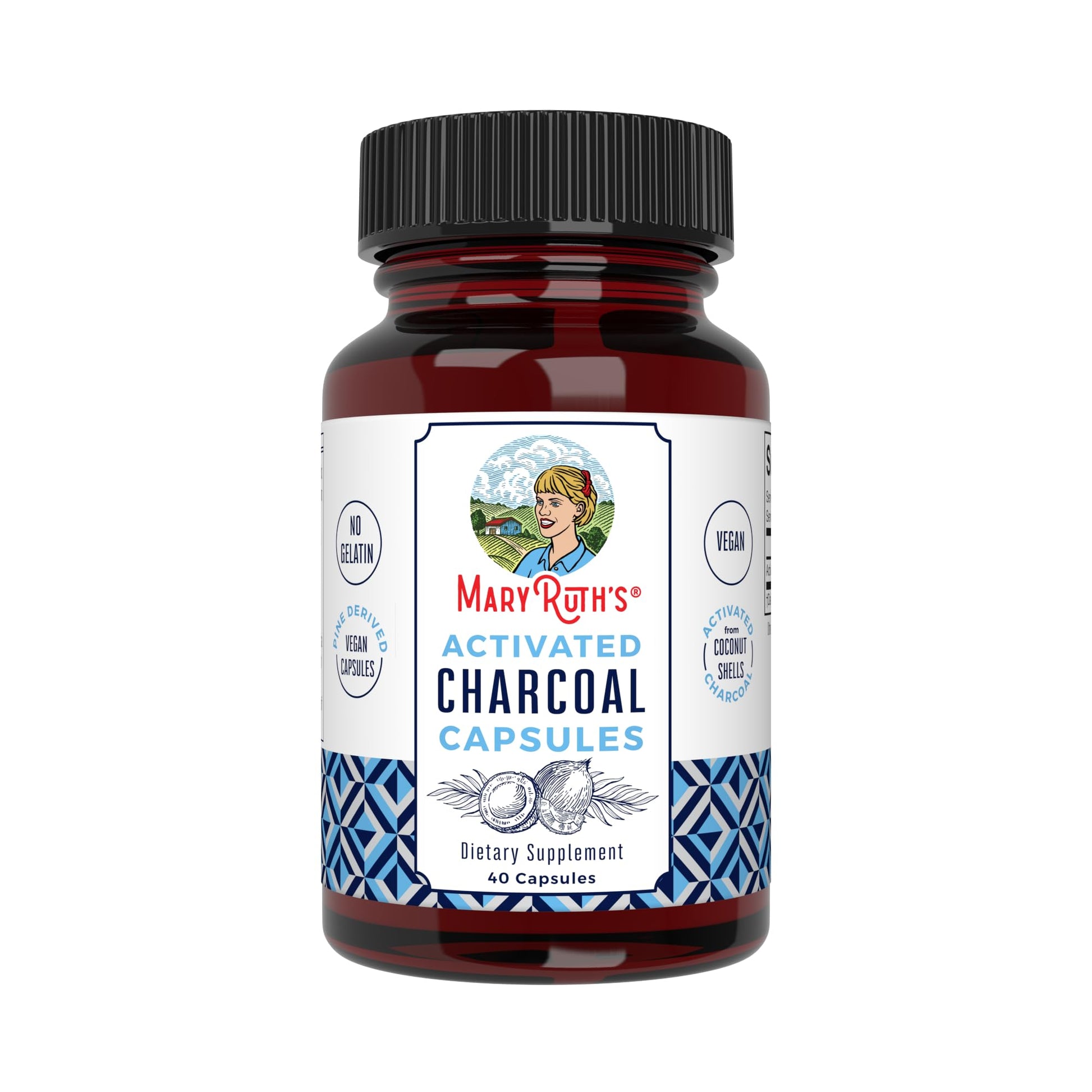 MaryRuth Organics Activated Charcoal Capsules | Substance Adsorption | Derived from Coconut Shells | Vegan Capsules from Pine Trees | Non-GMO | Gluten Free | 40 Count - Maple Wellness Supplements