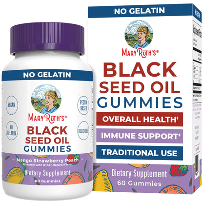 MaryRuth Organics Black Seed Oil Gummies | Black Cumin Seed Oil Supplement | Traditionally Used for Immune Support & Cardiovascular Health | Vegan | No Gelatin | Pectin Based | 60 Gummies - Maple Wellness Supplements