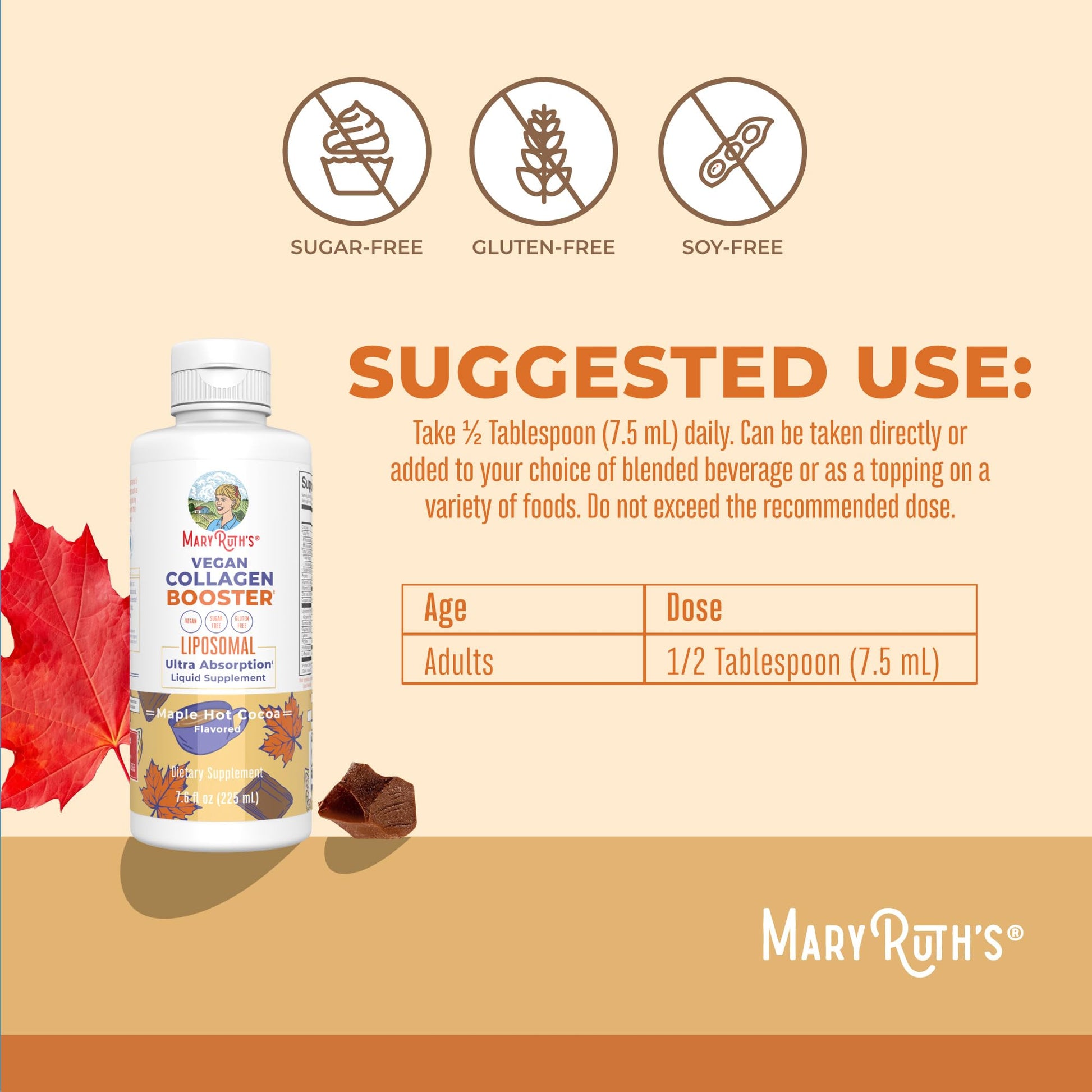MaryRuth Organics Collagen Booster Liposomal, Sugar Free, Liquid Collagen Booster with Vitamin C, Vitamin E, Zinc, Copper & Silica, Skin Care & Joint Support Supplement, Vegan, Non-GMO, 7.6 Fl Oz - Maple Wellness Supplements