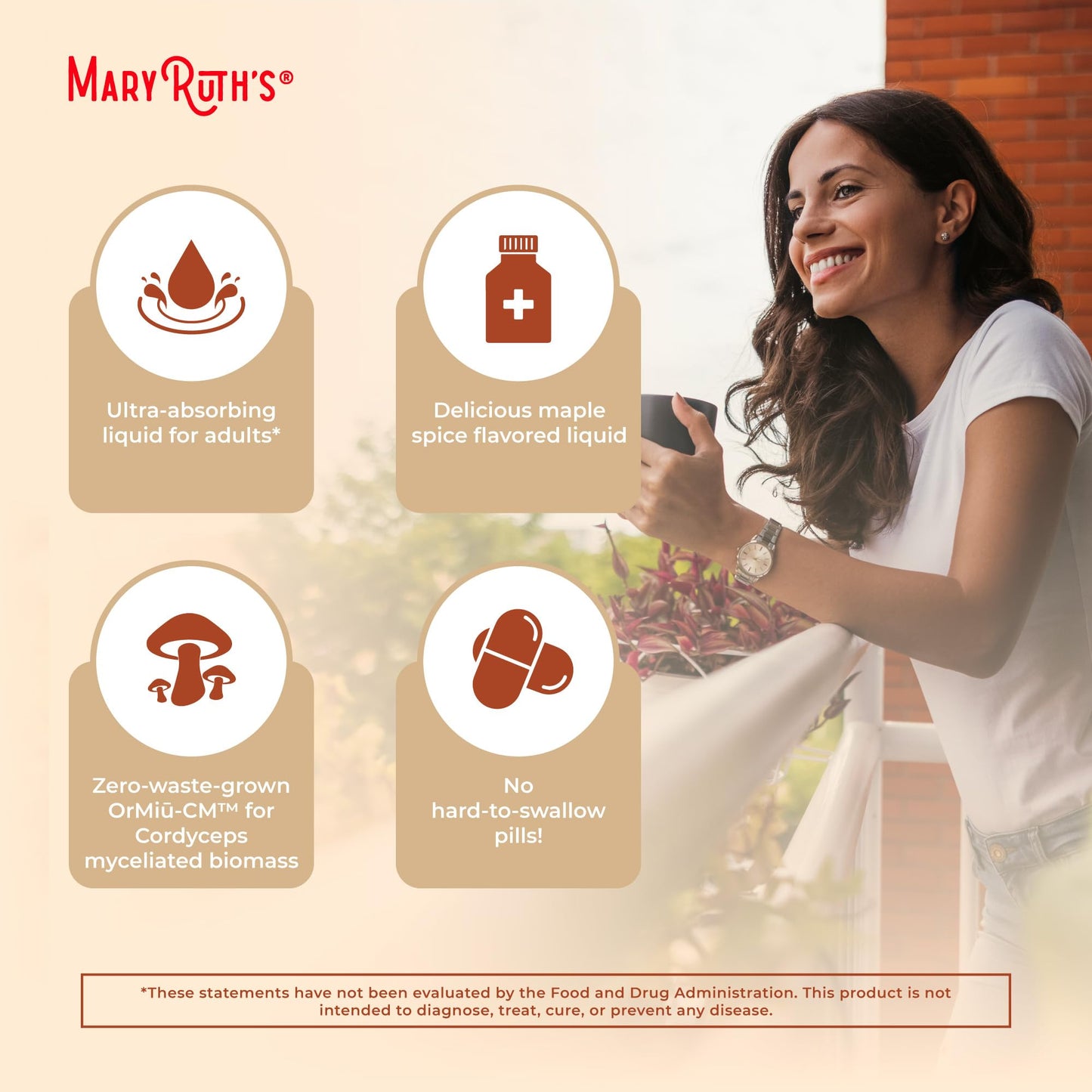 MaryRuth Organics Cordyceps Mushroom Supplement | Ultra Absorption Liposomal | Full Spectrum Mushroom | 200mg Beta-Glucans Per Serving | USDA Organic | Vegan | 7.6 oz | 15 Servings - Maple Wellness Supplements