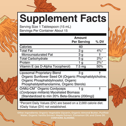 MaryRuth Organics Cordyceps Mushroom Supplement | Ultra Absorption Liposomal | Full Spectrum Mushroom | 200mg Beta-Glucans Per Serving | USDA Organic | Vegan | 7.6 oz | 15 Servings - Maple Wellness Supplements