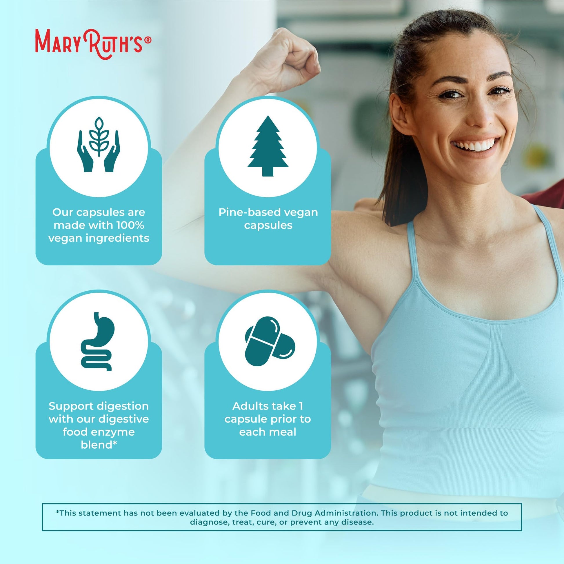MaryRuth Organics Digestive Enzymes | Up to 2 Month Supply | Vegan Digestive Health Aid and Gut Health Enzyme Complex | Over 12 Enzymes | Vitamins B6 & B12 - Maple Wellness Supplements
