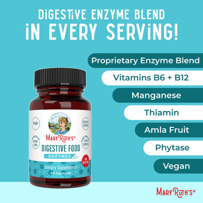MaryRuth Organics Digestive Enzymes | Up to 2 Month Supply | Vegan Digestive Health Aid and Gut Health Enzyme Complex | Over 12 Enzymes | Vitamins B6 & B12 - Maple Wellness Supplements