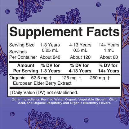 MaryRuth Organics Elderberry Syrup Extra Strength, USDA Organic Elderberry, Sugar Free Adults & Kids Immune Support Supplement for Ages 1+, Clean Label Project Verified®, Vegan, Gluten Free, 2 Fl Oz - Maple Wellness Supplements