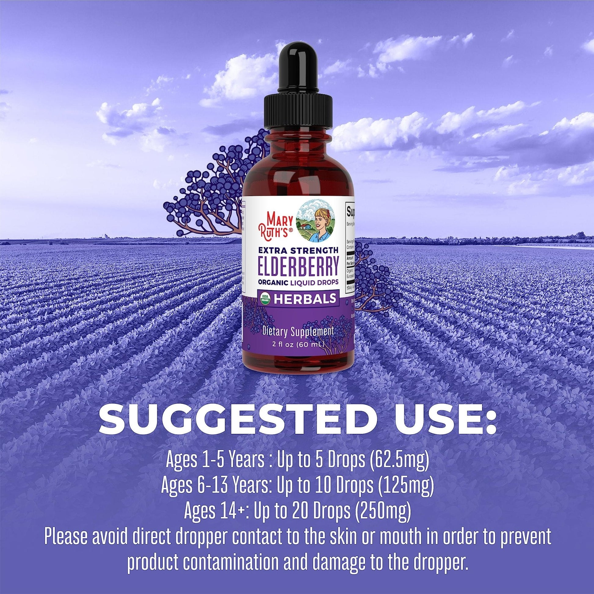 MaryRuth Organics Elderberry Syrup Extra Strength, USDA Organic Elderberry, Sugar Free Adults & Kids Immune Support Supplement for Ages 1+, Clean Label Project Verified®, Vegan, Gluten Free, 2 Fl Oz - Maple Wellness Supplements