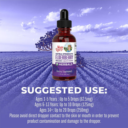 MaryRuth Organics Elderberry Syrup Extra Strength, USDA Organic Elderberry, Sugar Free Adults & Kids Immune Support Supplement for Ages 1+, Clean Label Project Verified®, Vegan, Gluten Free, 2 Fl Oz - Maple Wellness Supplements