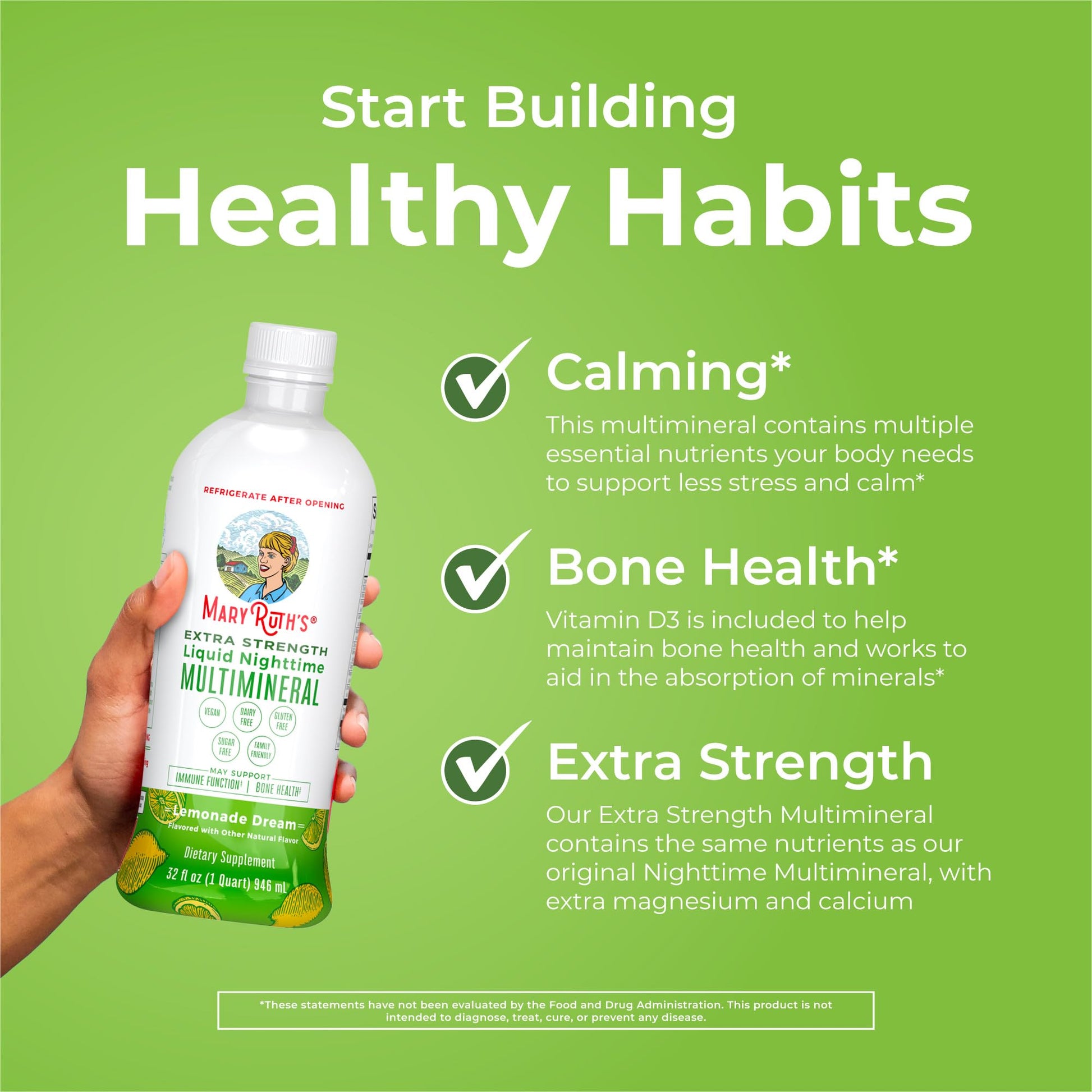 MaryRuth Organics Extra Strength Nighttime Liquid Multimineral | Sugar Free | Calm Magnesium Citrate | NO Melatonin | Calcium Magnesium Zinc | Muscle Relaxation | Lemonade Flavor | Vegan | 32 Serving - Maple Wellness Supplements