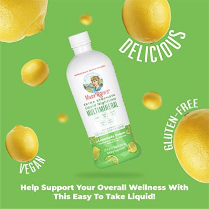 MaryRuth Organics Extra Strength Nighttime Liquid Multimineral | Sugar Free | Calm Magnesium Citrate | NO Melatonin | Calcium Magnesium Zinc | Muscle Relaxation | Lemonade Flavor | Vegan | 32 Serving - Maple Wellness Supplements