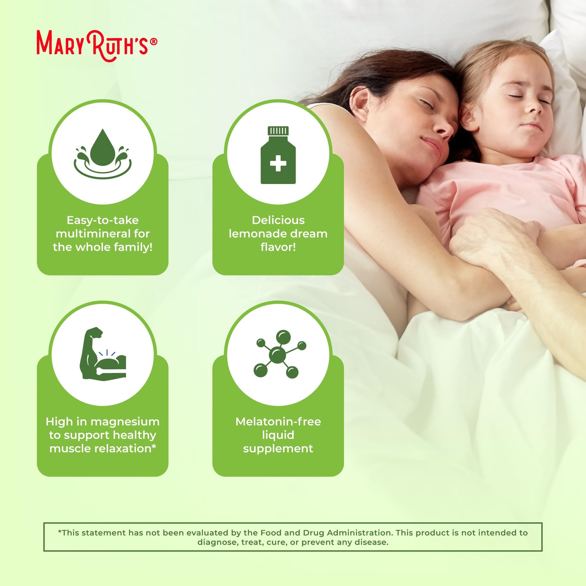 MaryRuth Organics Extra Strength Nighttime Liquid Multimineral | Sugar Free | Calm Magnesium Citrate | NO Melatonin | Calcium Magnesium Zinc | Muscle Relaxation | Lemonade Flavor | Vegan | 32 Serving - Maple Wellness Supplements