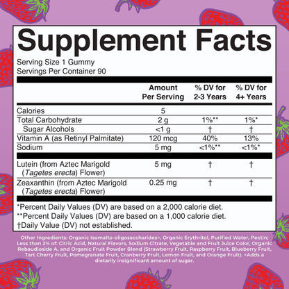 MaryRuth Organics Eye Care Gummies | Eye Health Vitamins for Adults and Kids | Lutein and Zeaxanthin Supplements | for Eyes | Vegan | Non-GMO | Gluten Free | 90 Count - Maple Wellness Supplements