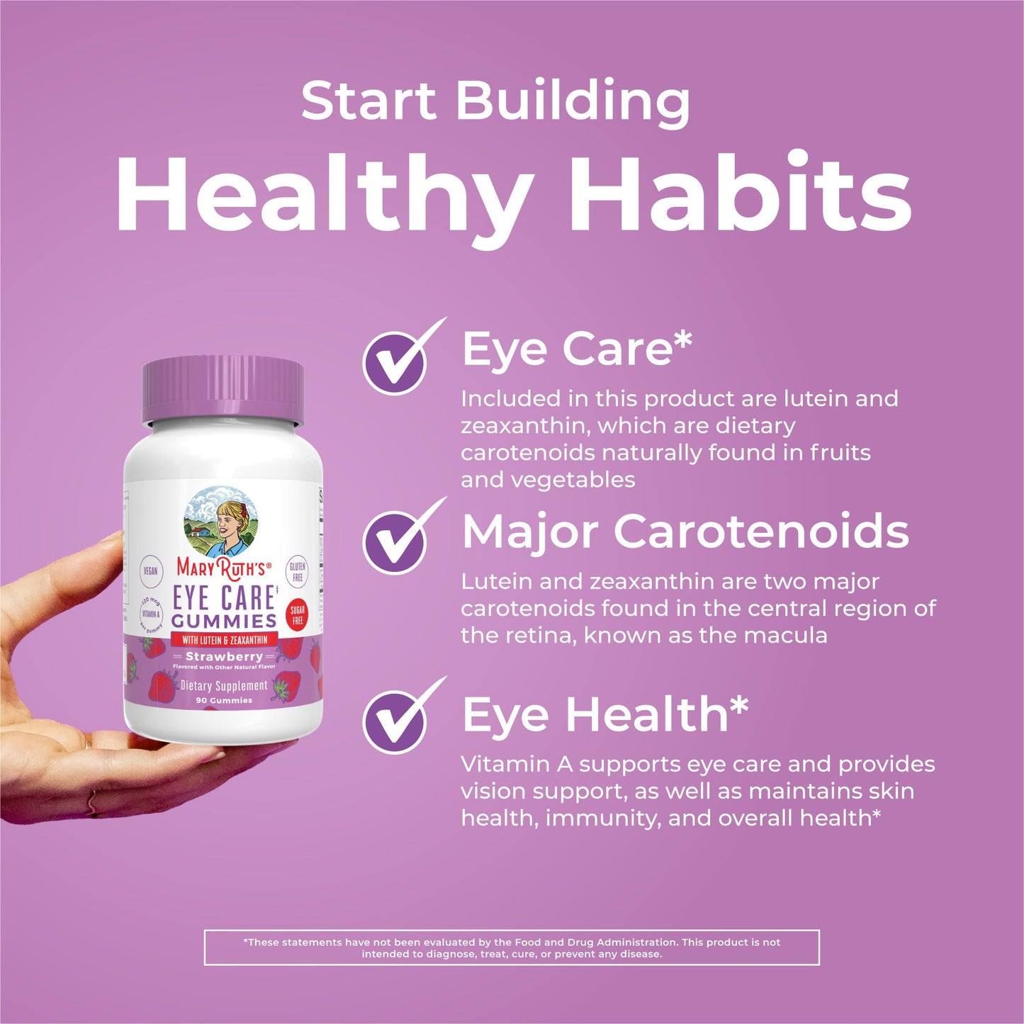 MaryRuth Organics Eye Care Gummies | Eye Health Vitamins for Adults and Kids | Lutein and Zeaxanthin Supplements | for Eyes | Vegan | Non-GMO | Gluten Free | 90 Count - Maple Wellness Supplements
