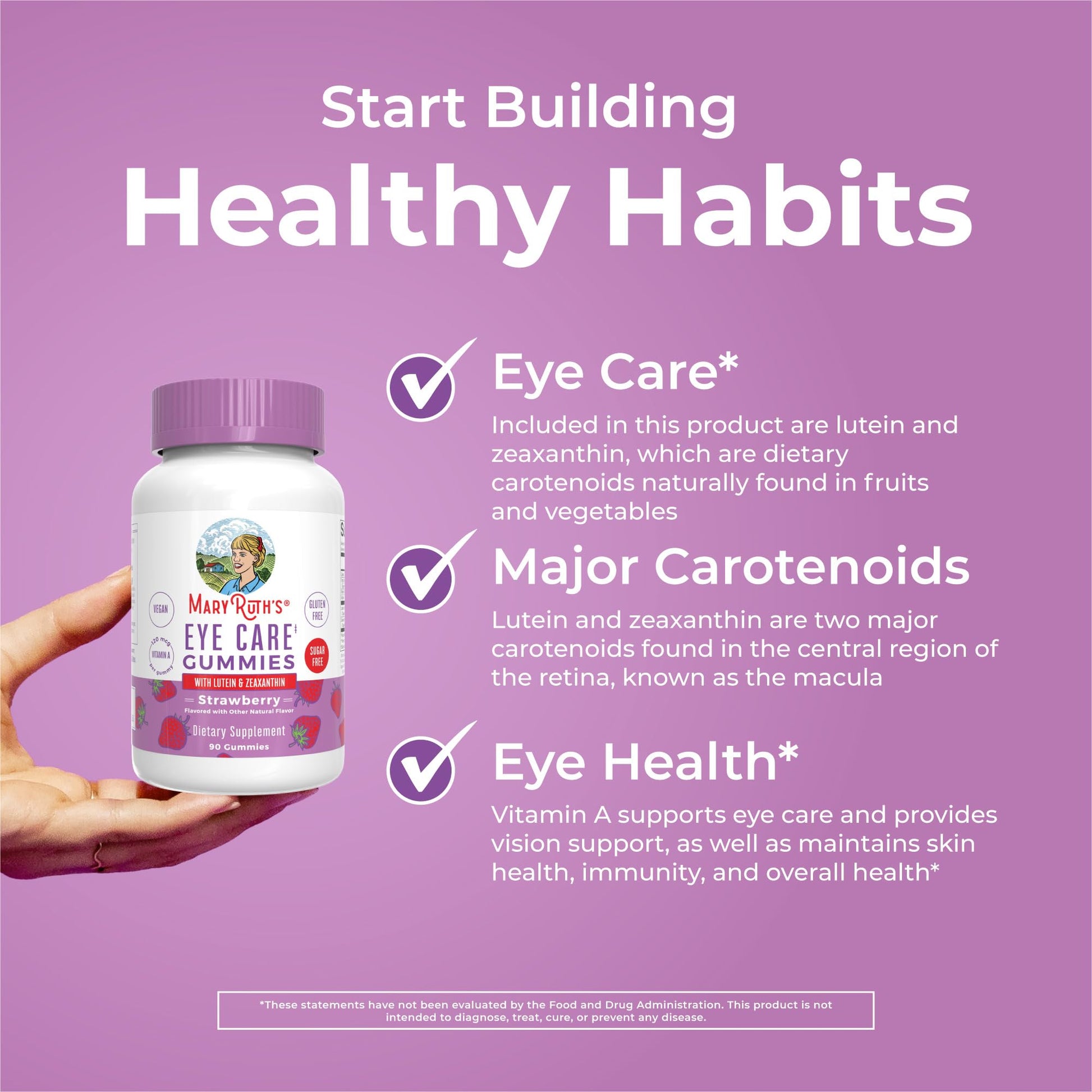MaryRuth Organics Eye Care Gummies | Eye Health Vitamins for Adults and Kids | Lutein and Zeaxanthin Supplements | for Eyes | Vegan | Non-GMO | Gluten Free | 90 Count - Maple Wellness Supplements