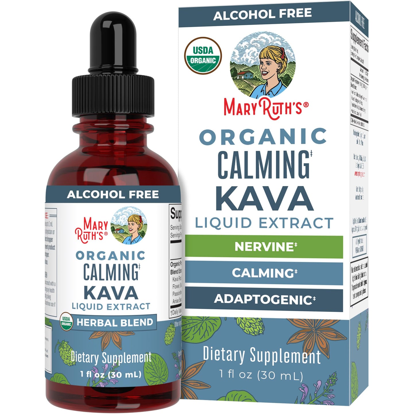 MaryRuth Organics, Herbal Supplement Drop, Calmness & Relaxation, Pack of 1, USDA Kava Root, Sugar/Gluten Free, Support Sleep, Calm & Stress Relief, Vegan, Non-GMO, 30 Servings - Maple Wellness Supplements