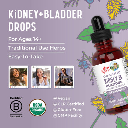 MaryRuth Organics Herbal Supplement Drops | Support Renal & Urinary Systems | Juniper Berry | Cleavers | Dandelion | Hawthorn | Horsetail & Chanca Piedra | Vegan | Non-GMO | 1 Fl Oz - Maple Wellness Supplements