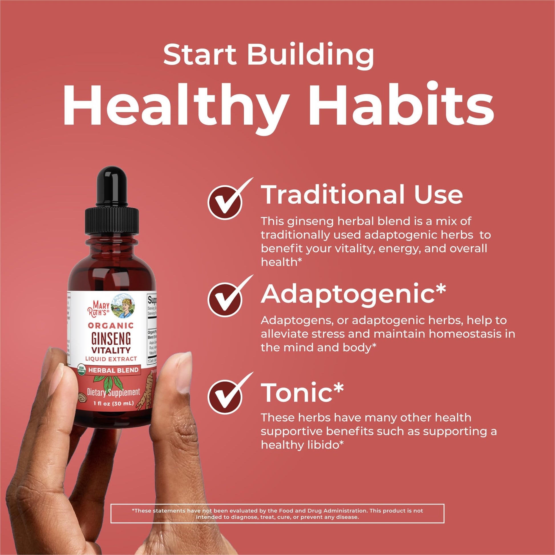 MaryRuth Organics Herbal Supplement for Brain Function | Boost Energy | Memory | Vitality USDA | Ginseng with Ashwagandha | Eleuthero and Maca Root Extract | 1 Fl Oz - Maple Wellness Supplements