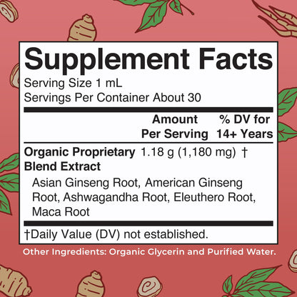 MaryRuth Organics Herbal Supplement for Brain Function | Boost Energy | Memory | Vitality USDA | Ginseng with Ashwagandha | Eleuthero and Maca Root Extract | 1 Fl Oz - Maple Wellness Supplements