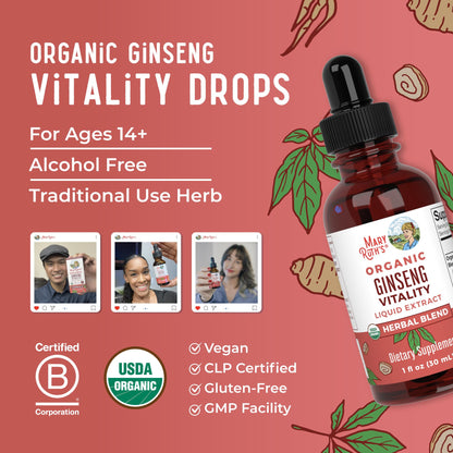 MaryRuth Organics Herbal Supplement for Brain Function | Boost Energy | Memory | Vitality USDA | Ginseng with Ashwagandha | Eleuthero and Maca Root Extract | 1 Fl Oz - Maple Wellness Supplements