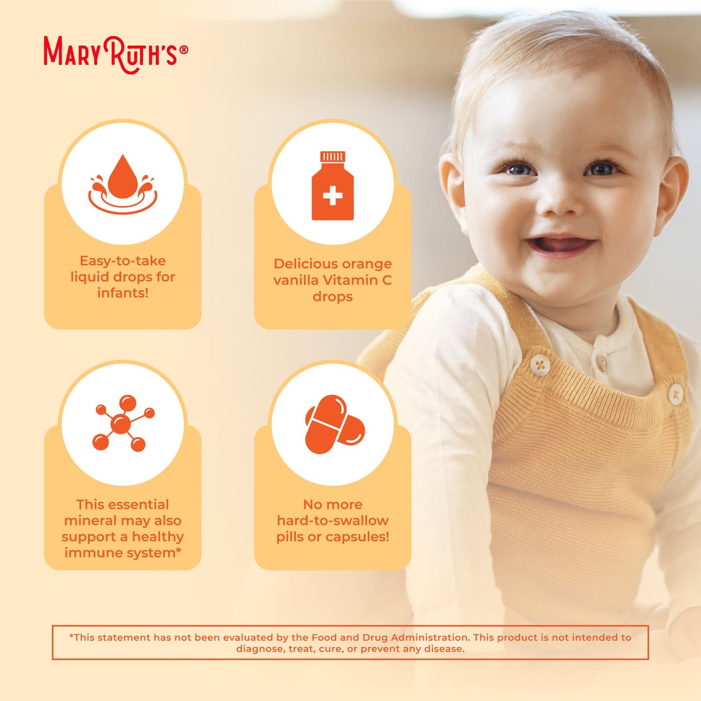 MaryRuth Organics Infant & Baby Vitamin C Supplement | USDA Organic Vitamin C Liquid Drops for Infants | Ages 6-12 Months | Immune Support | Overall Health | Vegan | Non-GMO | Gluten Free | 2 Fl Oz - Maple Wellness Supplements