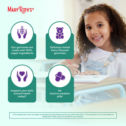 MaryRuth Organics Kids Immune Support Gummies | USDA Organic | Vitamin C, Zinc, and Elderberry Gummies for Kids| Immune Support for Ages 4+ | Vegan - Maple Wellness Supplements