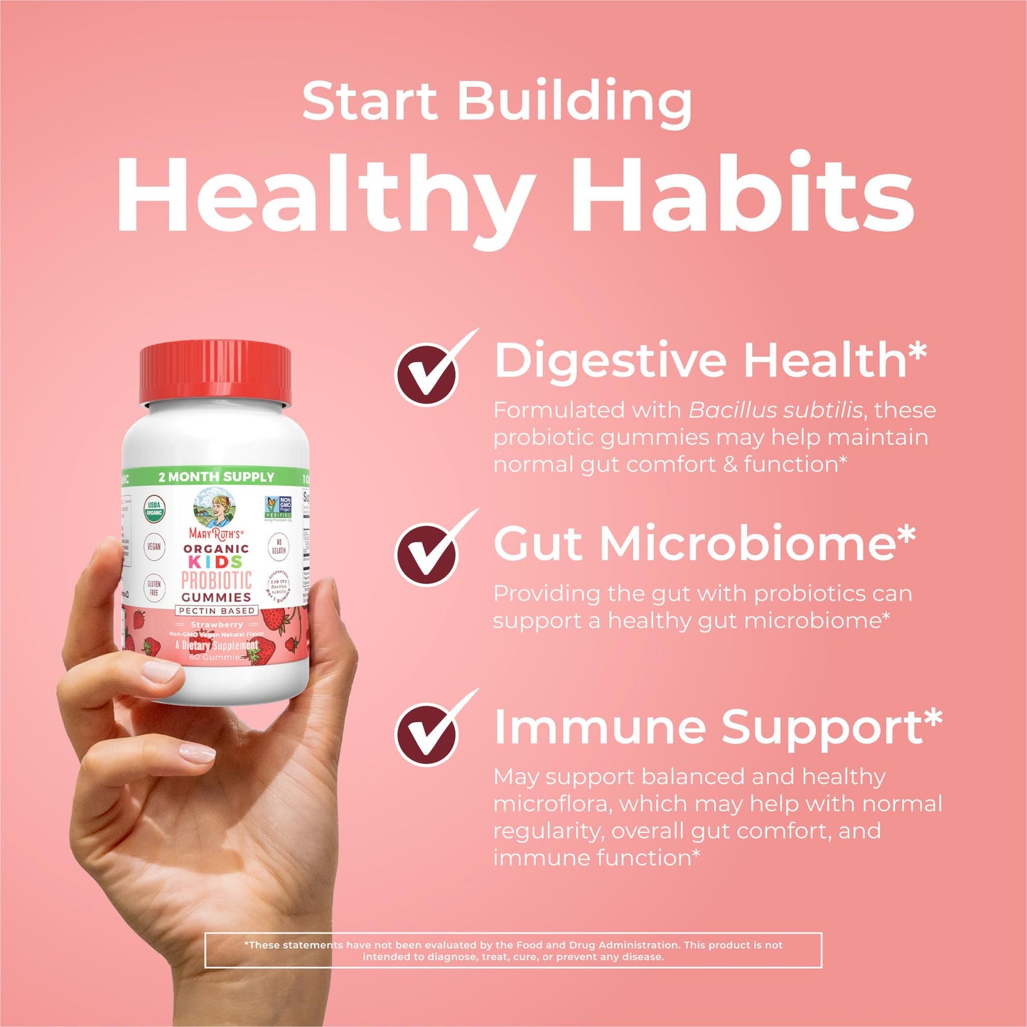 MaryRuth Organics Kids Probiotics for Digestive Health | USDA Probiotic Gummies | 2 Month Supply | Kids Probiotics | Immune Support | Gut Health Supplement | Vegan | Non-GMO | Gluten Free | 60 Count - Maple Wellness Supplements