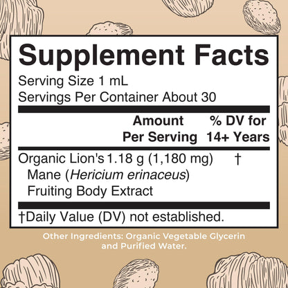 MaryRuth Organics Lions Mane Mushroom Supplement, Up to 1 Month Supply, Nootropic USDA Organic Lions Mane Extract Nervine Herbal Liquid Drops, Brain Health Non-GMO - Maple Wellness Supplements