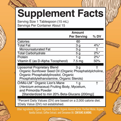 MaryRuth Organics Lions Mane Supplement | Ultra Absorption Liposomal | Full Spectrum Lion's Mane Mushroom | 200mg Beta-Glucans Per Serving | USDA Organic | Vegan | 7.6 oz | 15 Servings - Maple Wellness Supplements
