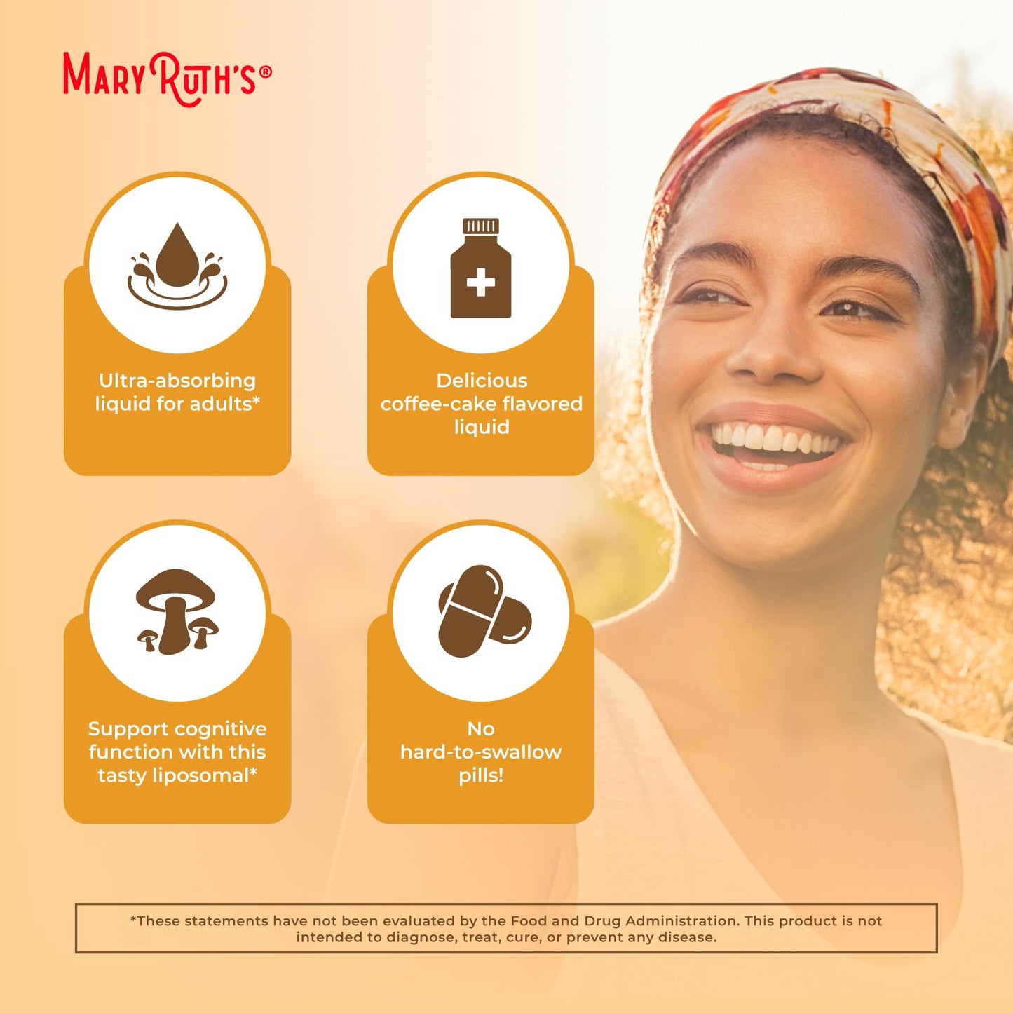 MaryRuth Organics Lions Mane Supplement | Ultra Absorption Liposomal | Full Spectrum Lion's Mane Mushroom | 200mg Beta-Glucans Per Serving | USDA Organic | Vegan | 7.6 oz | 15 Servings - Maple Wellness Supplements