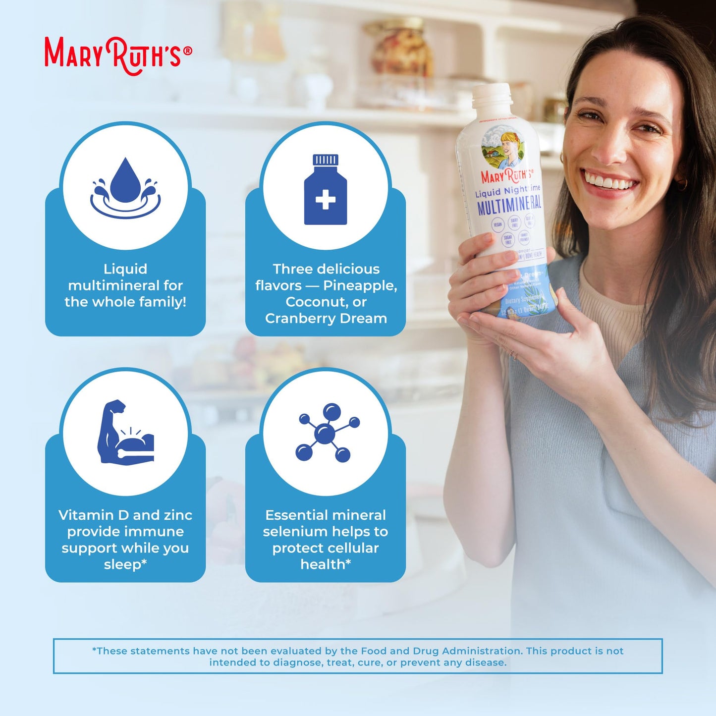 MaryRuth Organics Liquid Nighttime Multimineral | No Melatonin | Bedtime Routine | Magnesium Citrate | Calcium | Zinc | Vitamin D3| Available in 4 Flavors - Vegan | Sugar Free | Gluten Free | 32 Oz - Maple Wellness Supplements