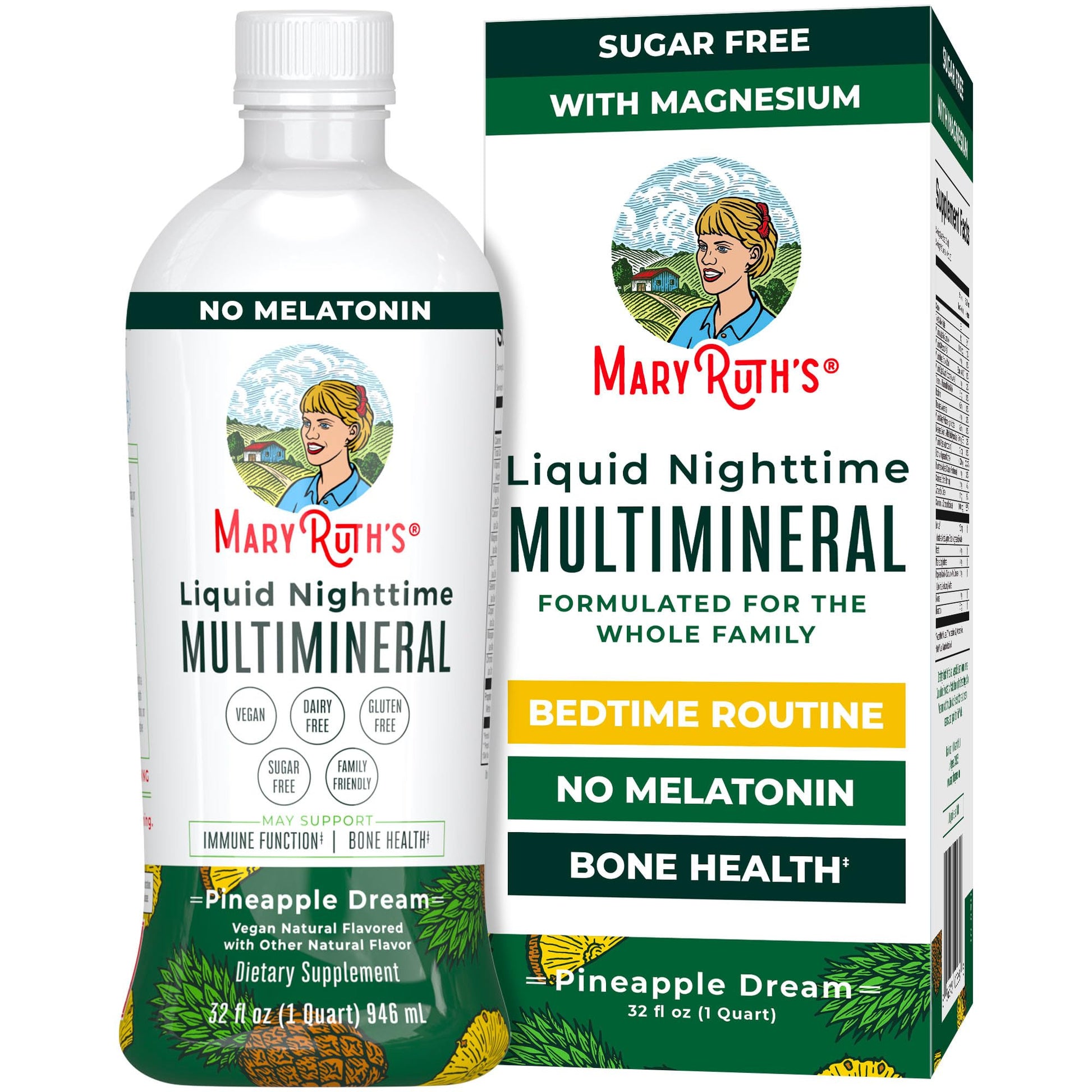 MaryRuth Organics Liquid Nighttime Multimineral | NO Melatonin | Magnesium Citrate | Calcium | Zinc | Vitamin D3| Available in 4 Flavors | Vegan | Sugar Free | Gluten Free | 32 Oz - Maple Wellness Supplements