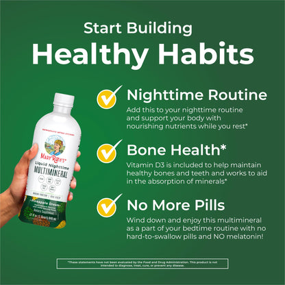 MaryRuth Organics Liquid Nighttime Multimineral | NO Melatonin | Magnesium Citrate | Calcium | Zinc | Vitamin D3| Available in 4 Flavors | Vegan | Sugar Free | Gluten Free | 32 Oz - Maple Wellness Supplements