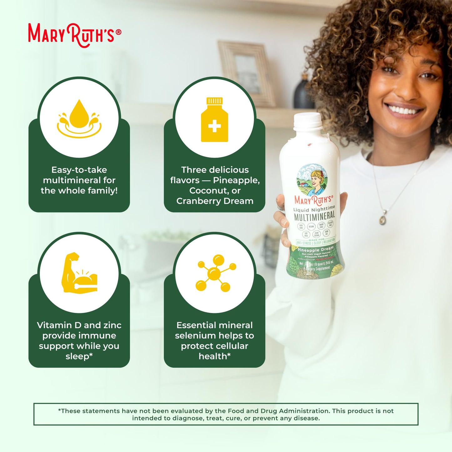 MaryRuth Organics Liquid Nighttime Multimineral | NO Melatonin | Magnesium Citrate | Calcium | Zinc | Vitamin D3| Available in 4 Flavors | Vegan | Sugar Free | Gluten Free | 32 Oz - Maple Wellness Supplements