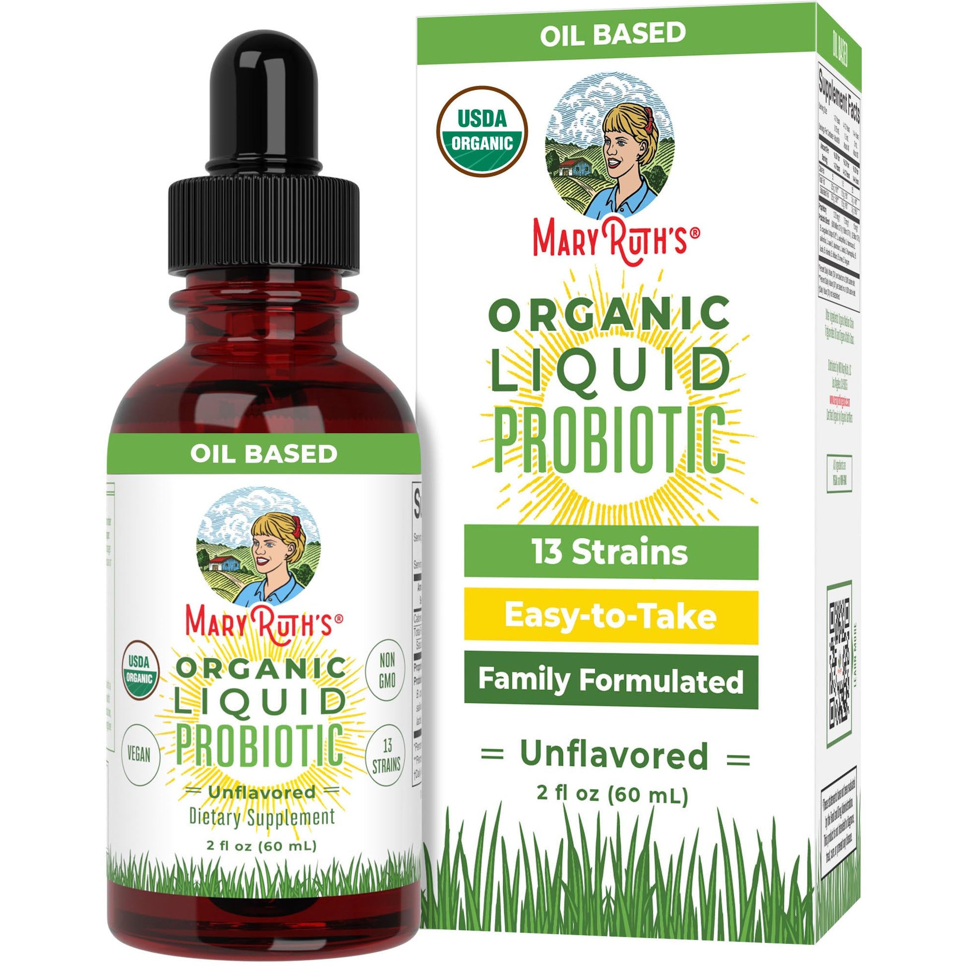 MaryRuth Organics Liquid Probiotic for Ages 4+ | 2 Billion CFU | 13 Probiotic Strains | Gut Health & Digestive Support | Gas & Bloating Support | Vegan | Gluten Free | Travel-Friendly | 20 Servings - Maple Wellness Supplements